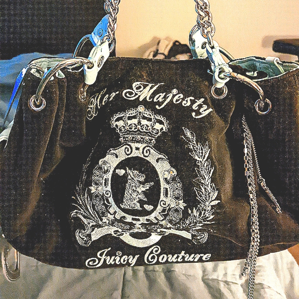 Juicy couture purse black and light blue purse